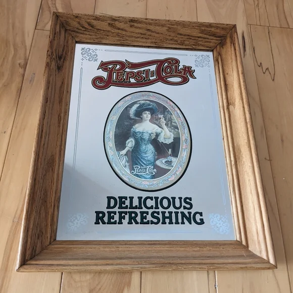 Pepsi | Accents | Vintage 97s Pepsi Cola Mirror 11x14 Oak Frame